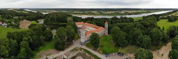 Panorama Aéreo Del Histórico Castillo Panemune Vytenai Distrito Jurbarkas Lituania — Foto de Stock