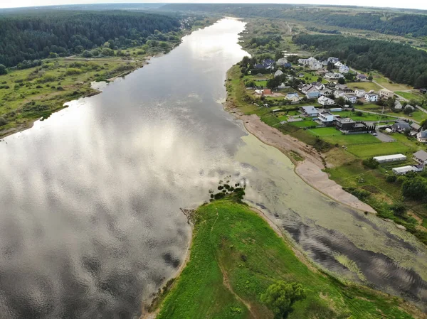 Hermosa Confluencia Ríos Nemunas Nevezis Cerca Ciudad Kaunas Raudondvaris Lituania — Foto de Stock