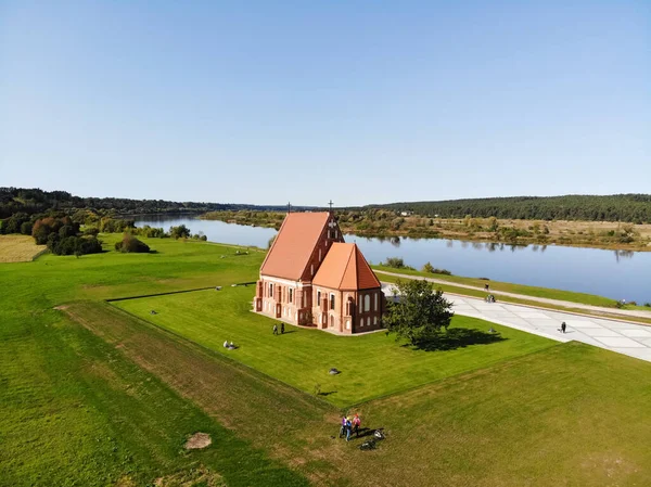 Luchtfoto Van Oude Kerk Van Johannes Doper Zapyskis District Kaunas — Stockfoto