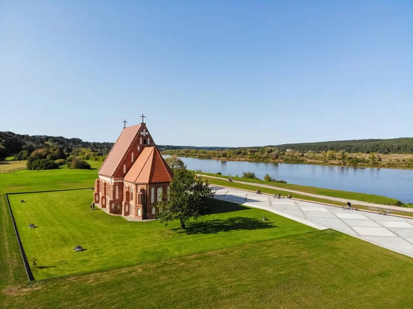 Luchtfoto Van Oude Kerk Van Johannes Doper Zapyskis District Kaunas — Stockfoto