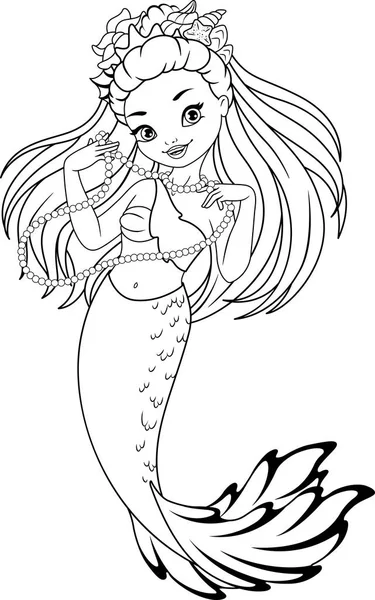 Mermaid Coloring Page — Stock Vector © Malyaka #89198574