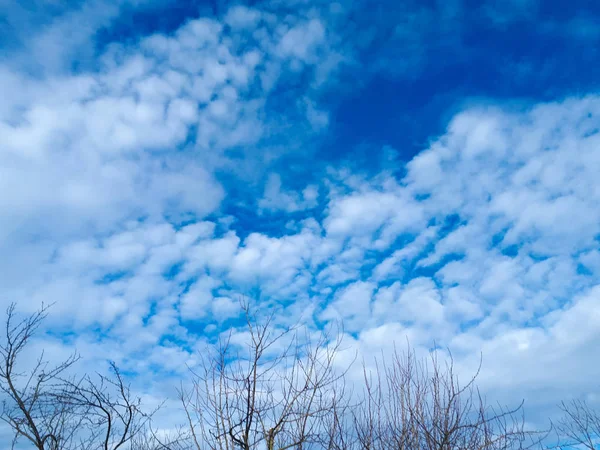 Blauer Himmel Und Weiße Wolken Hintergrund Sonnigem Tag — Stockfoto