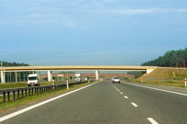 Autostrady Most Samochodów Maja 2018 Autostrada Polska — Zdjęcie stockowe