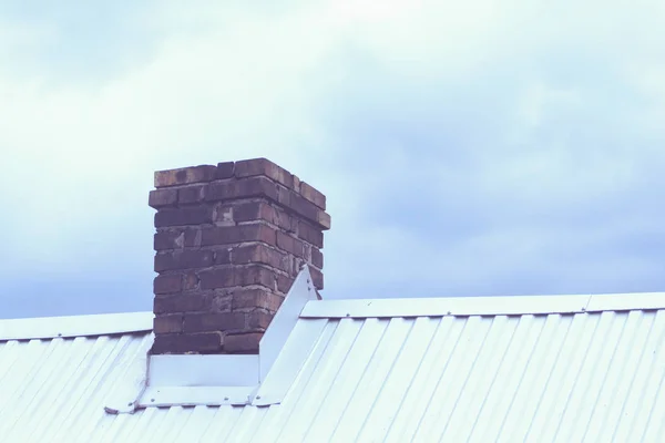 Old Chimney Red Brick Sky Background — Stock Photo, Image