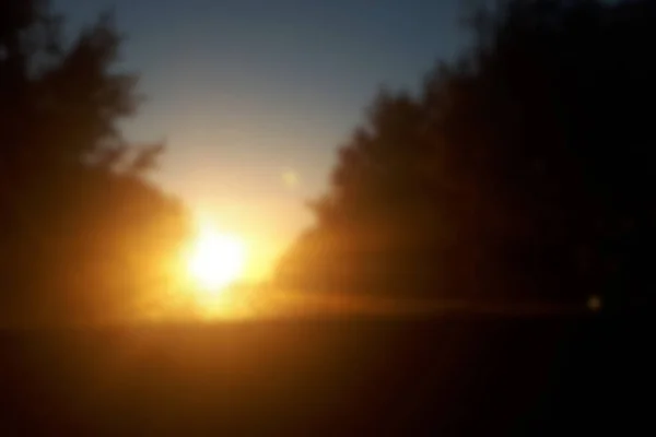 Blurred Sunset Background Defocused Photo Oragne Sun — Stock Photo, Image