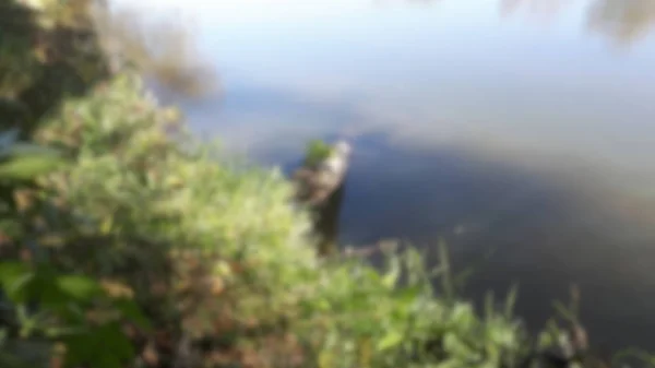 Verschwommener Fluss Einem Sonnigen Tag Defokussierte Natur Und Wasserhintergrund — Stockfoto