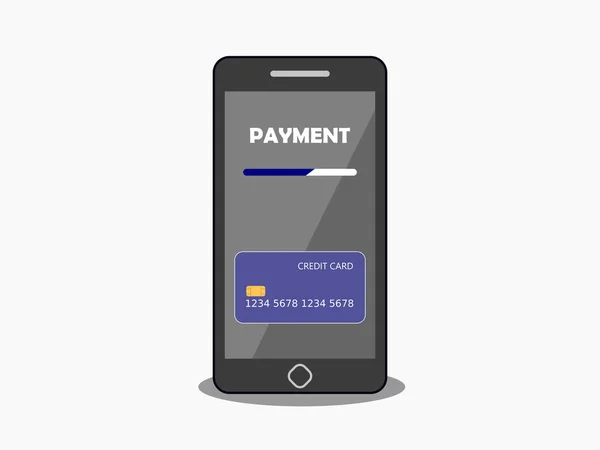 Modernes Smartphone Mit Kreditkarte Und Zahlungsprozess Konzept Der Mobilen Zahlungsmethode — Stockvektor