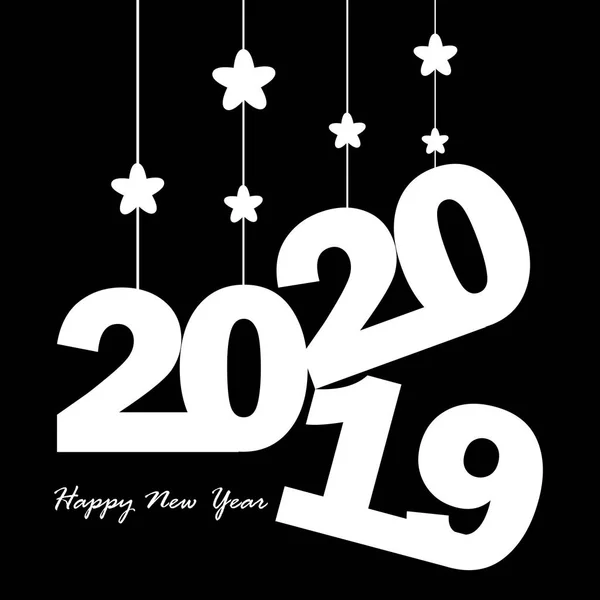 Zavěšen 2020 Šťastný Nový Rok Izolovaný Černém Pozadí Nový Rok — Stockový vektor