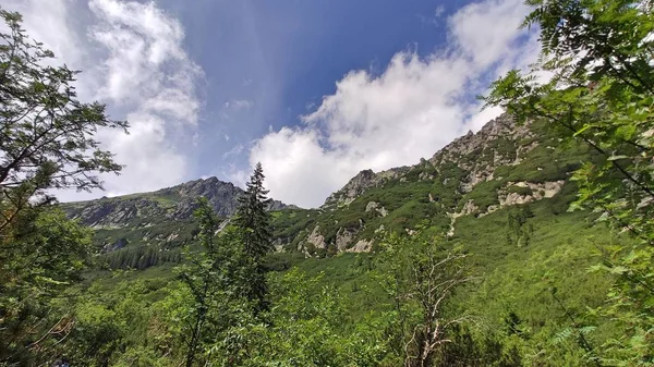 Θέα Στον Τοίχο Του Βουνού Στα Όρη Τάτρα Βουνά Καλυμμένα — Φωτογραφία Αρχείου