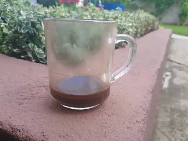 Empty Dirty Glass Drinking Coffee — Stock Photo, Image