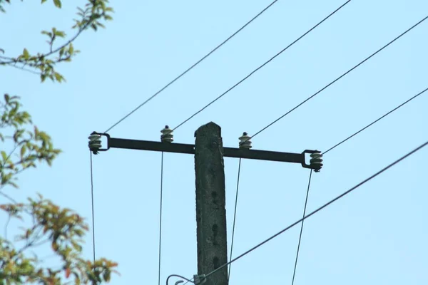 Horizontales Foto Eines Kleinen Strommasten Polen — Stockfoto