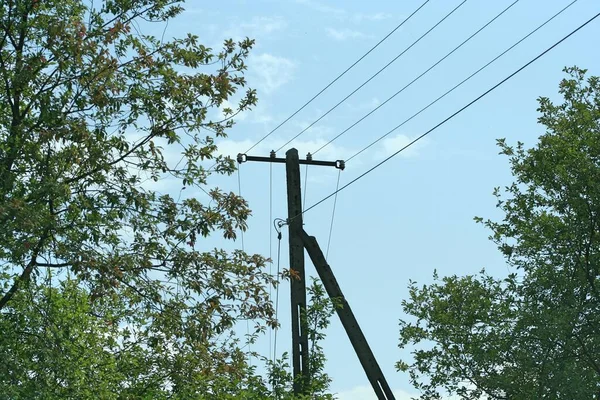 Horizontales Foto Eines Kleinen Strommasten Polen — Stockfoto