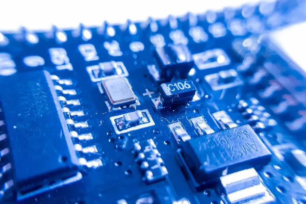 Modrý Abstraktní Elektronický Obvod Modré Inženýrství Nebo Technologie Pozadí — Stock fotografie