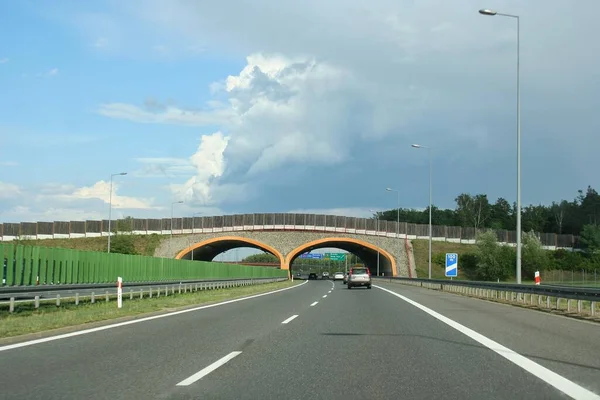 Circulation Routière Sur Autoroute Pologne Vers Septembre 2019 Highway Road — Photo