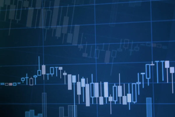Κοντινό Οικονομικό Διάγραμμα Απόθεμα Uptrend Γραμμή Κηροπήγιο Γράφημα Στο Χρηματιστήριο — Φωτογραφία Αρχείου