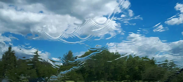 Wasser Auf Glas Mit Outdoor Hintergrund Abstrakter Regentropfen Auf Fenster — Stockfoto