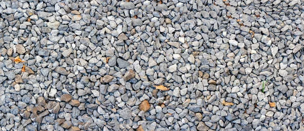 Small Road Stone Panorama Background Dark Gravel Pebbles Stone Texture — Stock Photo, Image