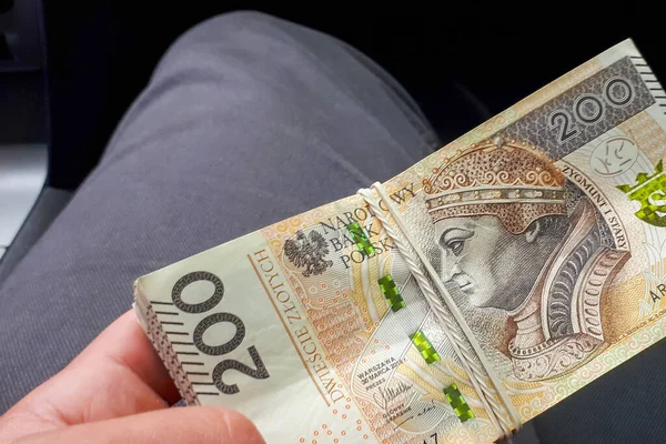 Polonya Para Birimi Banknotu Finans Konsepti Olarak 200 Pln Zloti — Stok fotoğraf