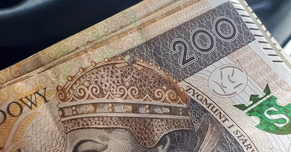 Polonya Para Birimi Banknotu Finans Konsepti Olarak 200 Pln Zloti — Stok fotoğraf