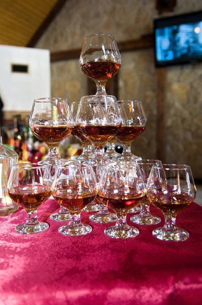 Glasses Alcohol Table — Stock Photo, Image