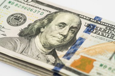 Bir sürü yeni 100 dolarlık banknotlar. bokeh ile yakından görmek