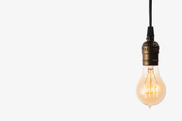 Edison Glühbirne Auf Weißem Hintergrund Raum Für Text — Stockfoto