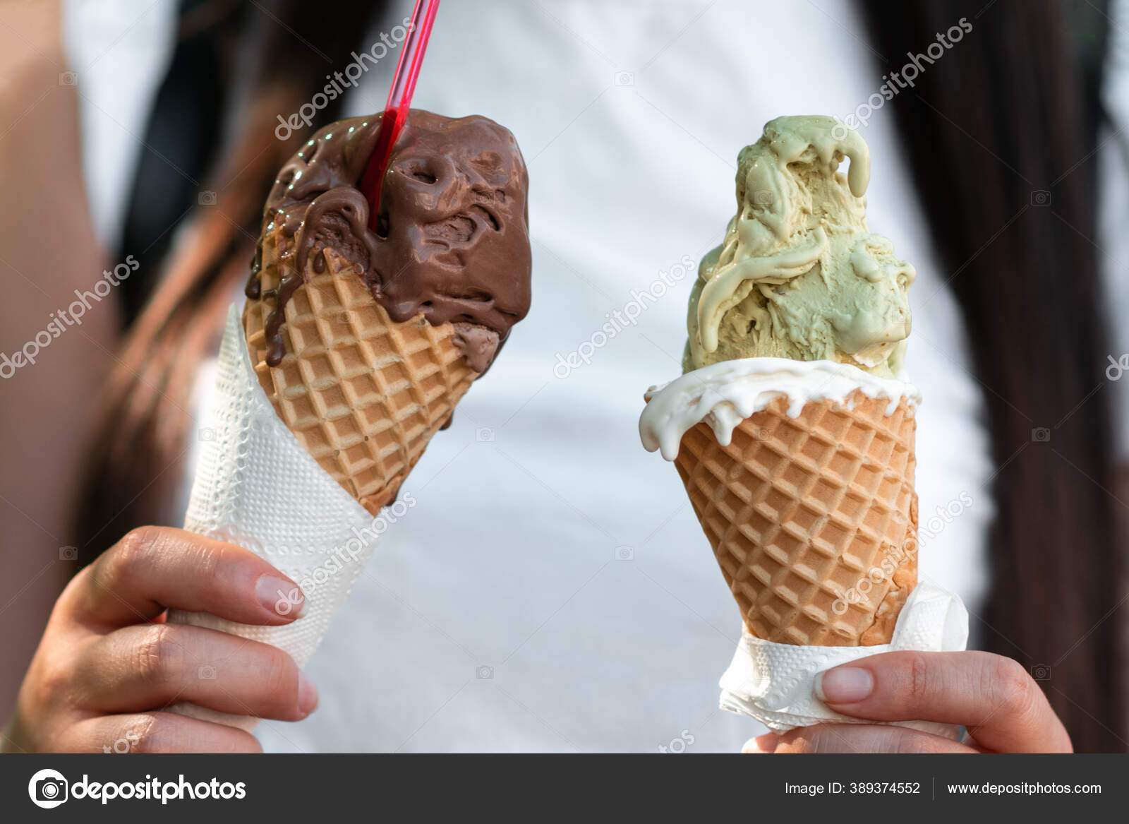 glace italienne chocolat pistache Stock Photo