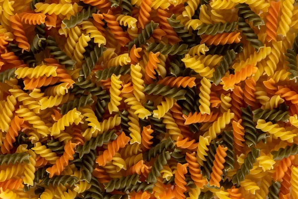 Forma Fusilli Colorata Mista Pasta Italiana Come Sfondo Sul Banner — Foto Stock