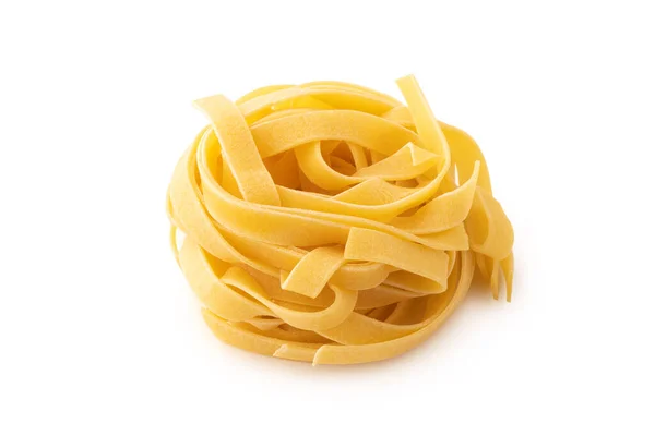 Gewalste Tagliatelle Vorm Van Italiaanse Pasta Witte Achtergrond Geïsoleerd — Stockfoto