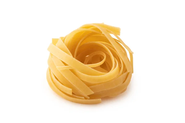 Gewalste Tagliatelle Vorm Van Italiaanse Pasta Witte Achtergrond Geïsoleerd — Stockfoto