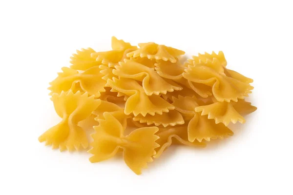 Groep Van Gele Farfalle Vorm Van Italiaanse Pasta Witte Achtergrond — Stockfoto