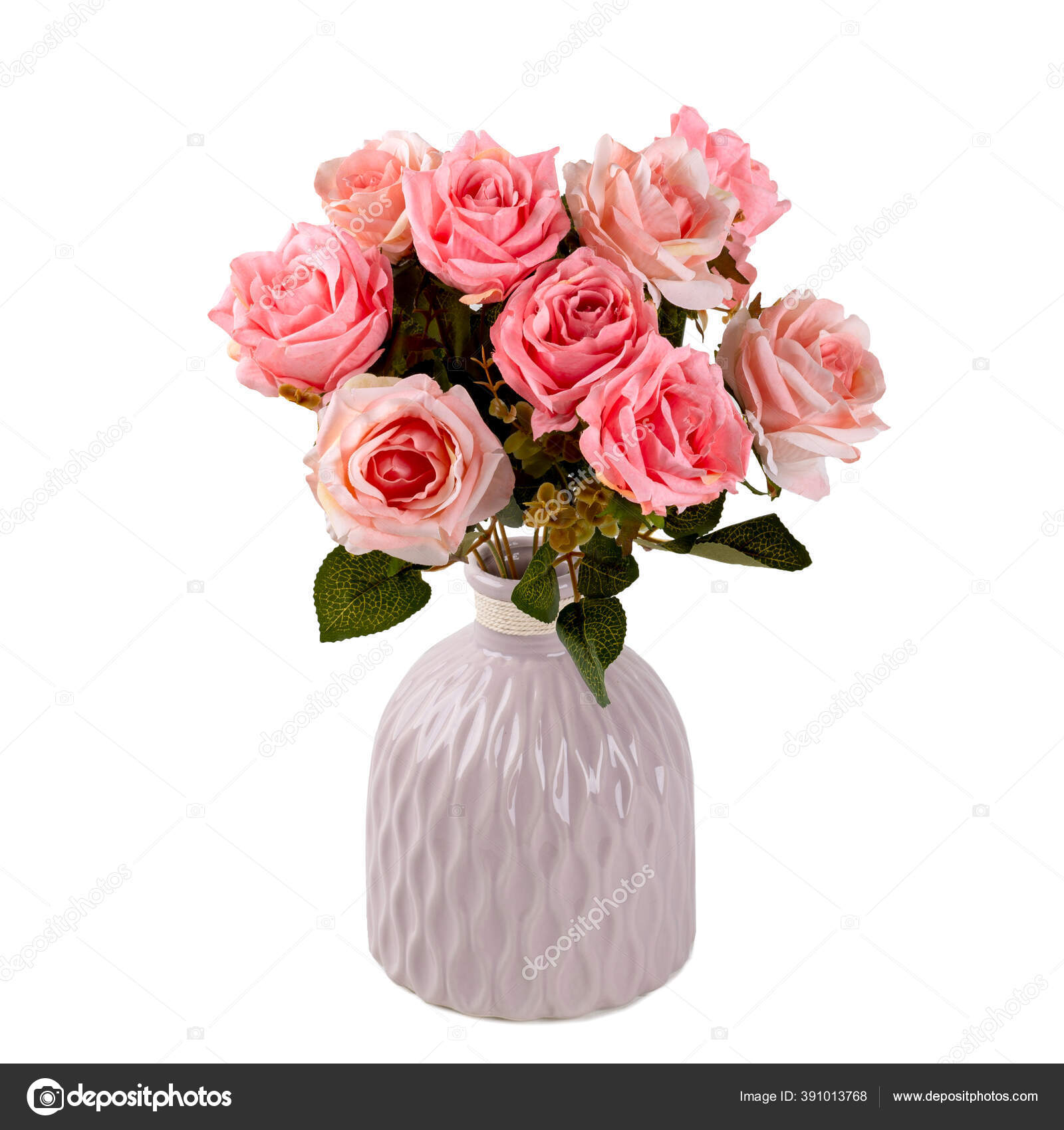 Bunga Mawar Buatan Seperti Nyata Dalam Vas Bergaya Sebagai Dekorasi Stok Foto C Roverus 391013768