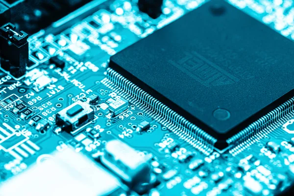 CPU concepto de placa de circuito electrónico de la educación de ingeniería — Foto de Stock