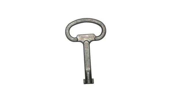 Old Cabinet Key Isolated White Clipping Path Ready — Stock Photo, Image