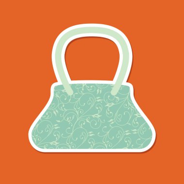 Çiçek arka plan ile çanta simgesi. Vektör çizim