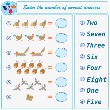 Mantıksal görev. Bulmak ve doğru cevaplar girin. Vektör çizim