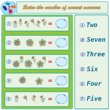 Mantıksal görev. Bulmak ve doğru cevaplar girin. Vektör çizim