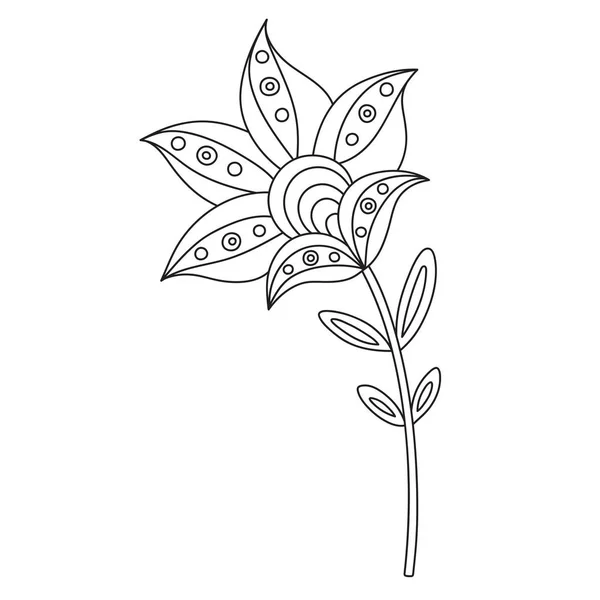 Blume Volksstil Handgezeichnetes Doodle Vektorillustration — Stockvektor