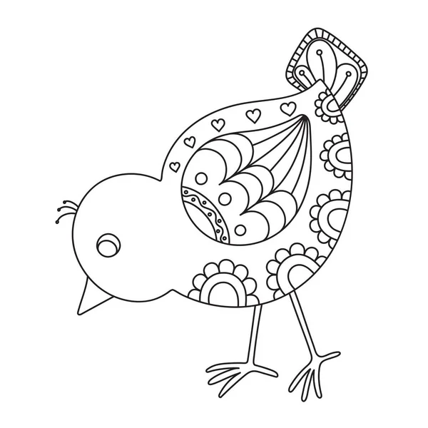 Hand Drawn Decorative Chick — Stock Vector