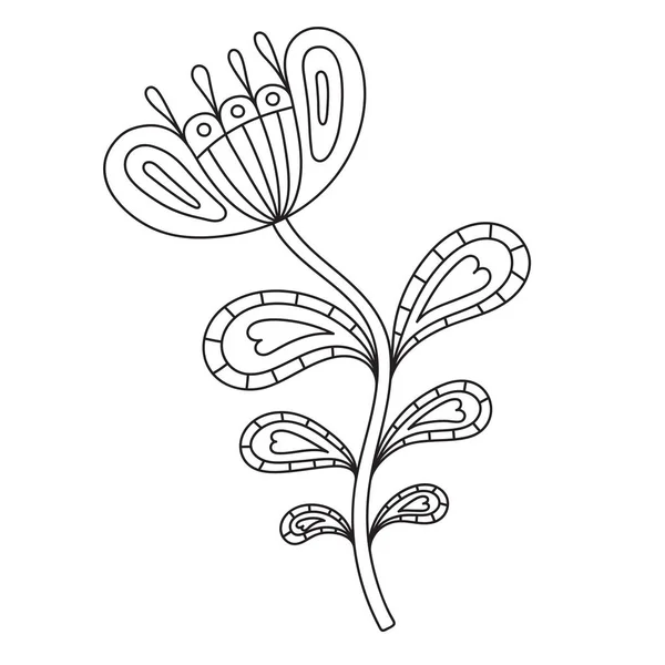 Flower Folk Style Hand Drawn Doodle Vector Illustration — Stock Vector