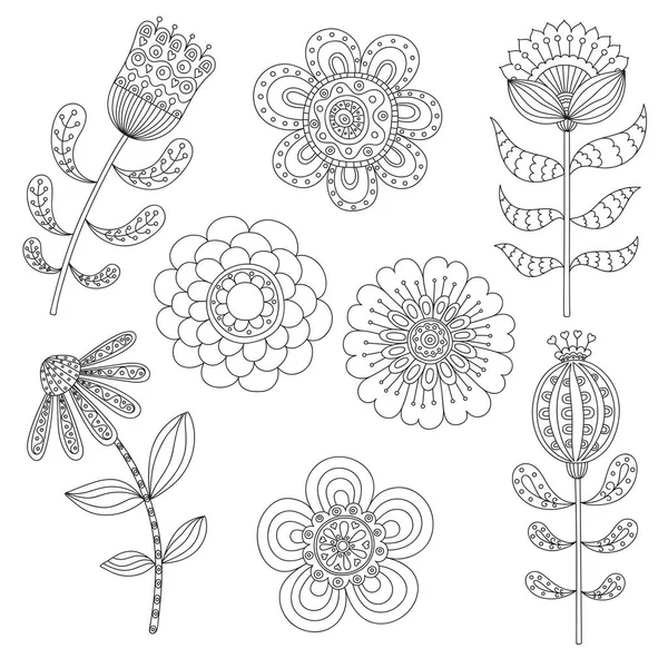 Floral Nahtlos Volksstil Handgezeichnetes Doodle Vektorillustration — Stockvektor