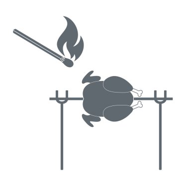 Izgara tavuk simgesi. Vektör illustratio