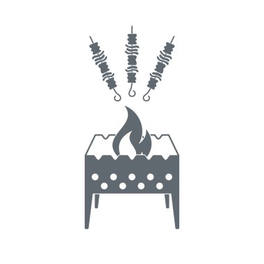 Kebap simgesi olan mangal ızgarası. Vektör illustratio