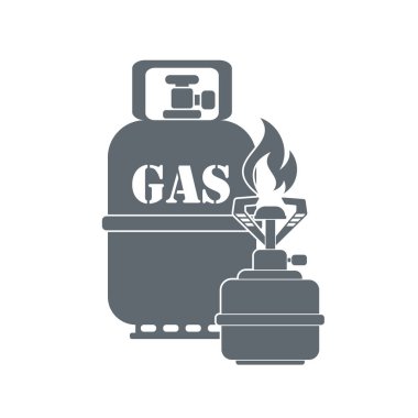Kamp ocağı gaz şişesi simge vektör ile. Vektör çizim