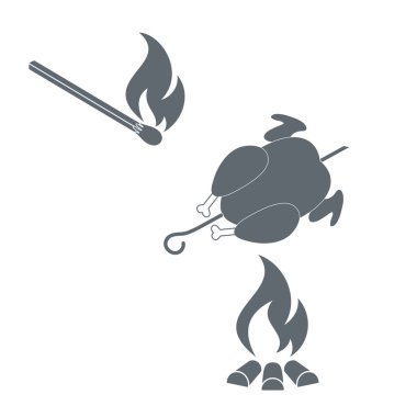 Izgara tavuk simgesi. Vektör illustratio