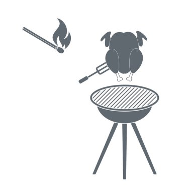 Izgara tavuk simgesi. Vektör illustratio