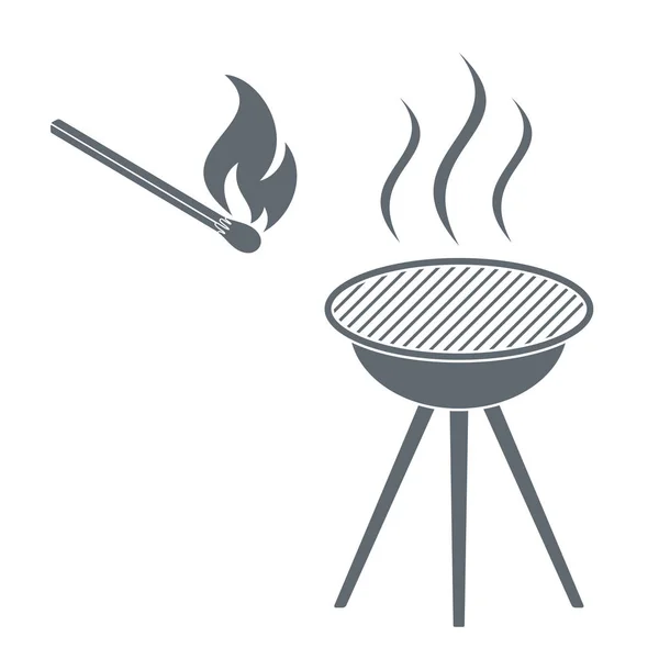 Het Pictogram Van Barbecue Platte Vector Illustratio — Stockvector