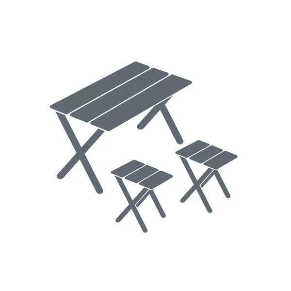 Camping Table Stool Icon Vector Illustratio — Stock Vector