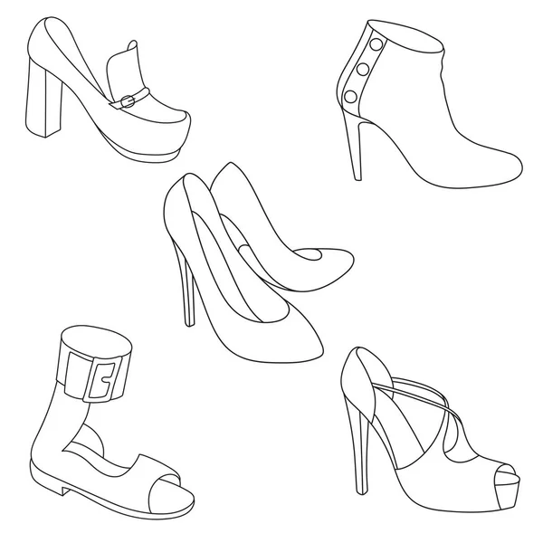 Satz Schuhe Auf Weißem Hintergrund — Stockvektor