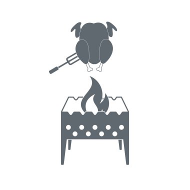 Mangal şiş ve tavuk simgesi. Vektör illustratio